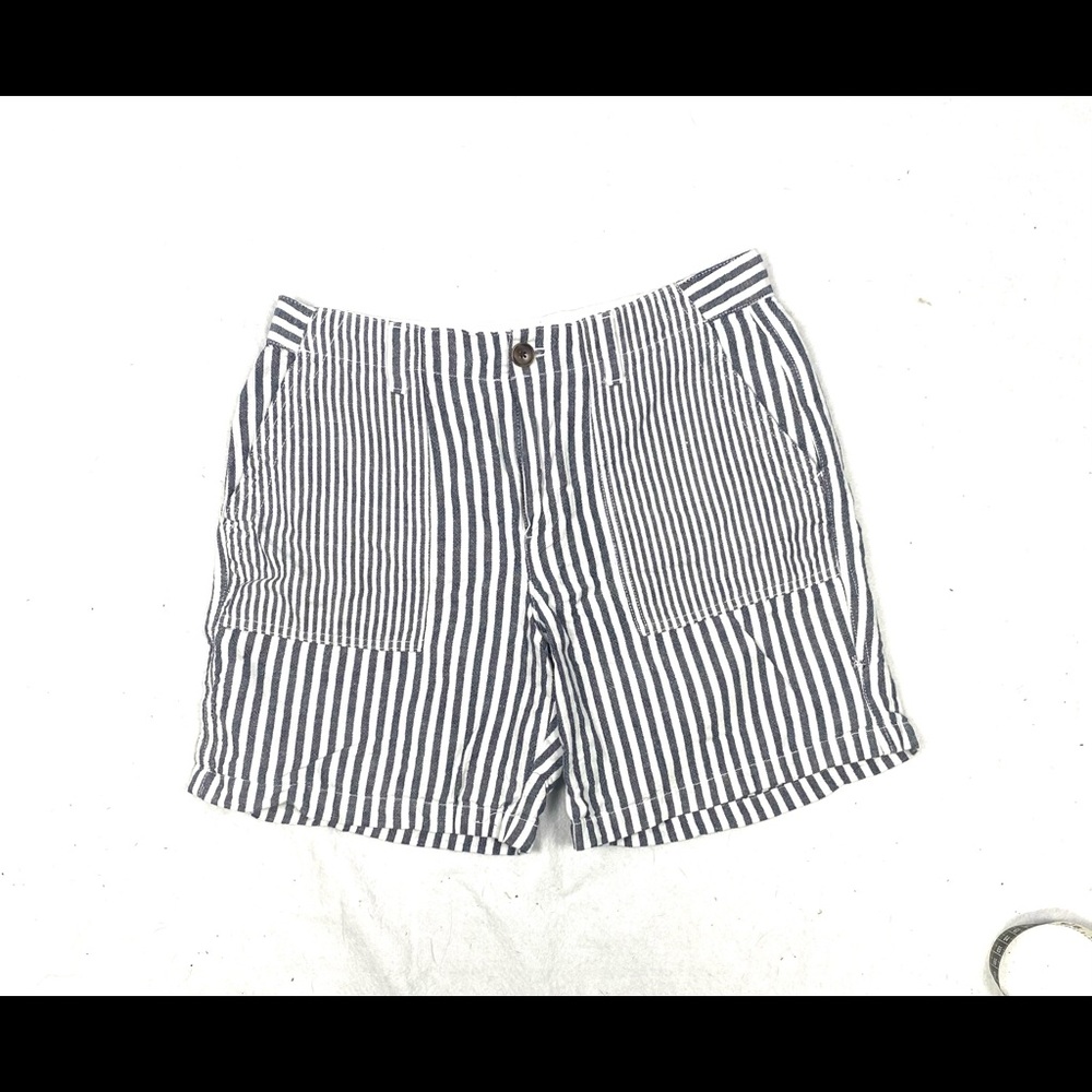 Gap Girlfriend Striped Chino Shorts Women’s Size 6 Soft Linen Cotton Blend